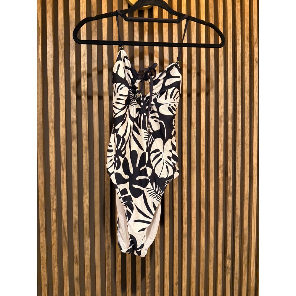 Sunshine 79 One Piece Swimsuit Size 6 Black‎ White Floral Print